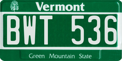 VT license plate BWT536