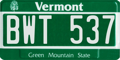 VT license plate BWT537