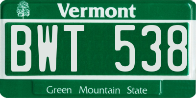 VT license plate BWT538