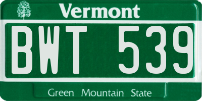 VT license plate BWT539