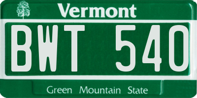 VT license plate BWT540