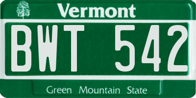 VT license plate BWT542