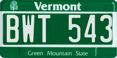 VT license plate BWT543
