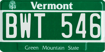 VT license plate BWT546