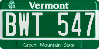 VT license plate BWT547