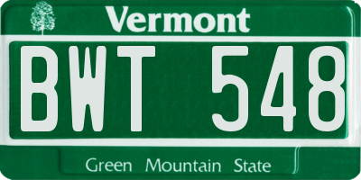 VT license plate BWT548