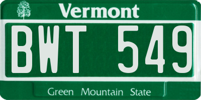 VT license plate BWT549