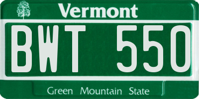 VT license plate BWT550