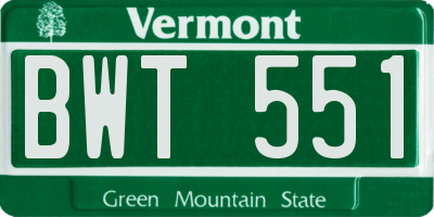 VT license plate BWT551