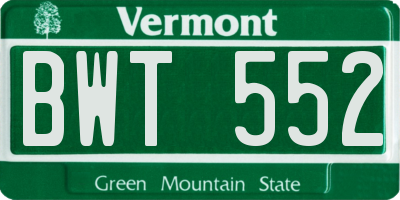 VT license plate BWT552