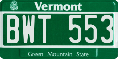 VT license plate BWT553