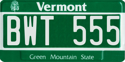 VT license plate BWT555