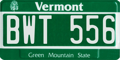 VT license plate BWT556