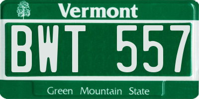 VT license plate BWT557