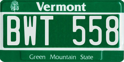 VT license plate BWT558