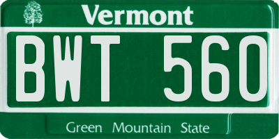 VT license plate BWT560
