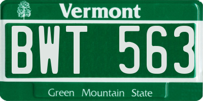 VT license plate BWT563