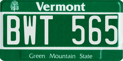 VT license plate BWT565