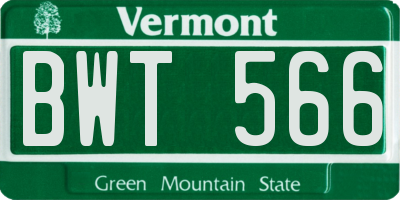 VT license plate BWT566