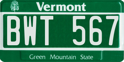 VT license plate BWT567