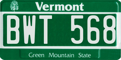 VT license plate BWT568