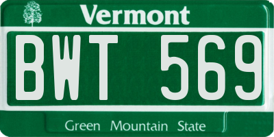 VT license plate BWT569
