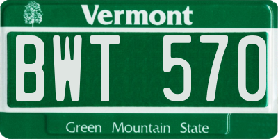 VT license plate BWT570