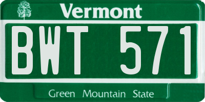 VT license plate BWT571
