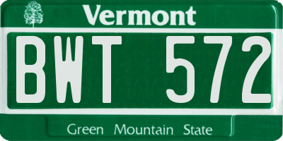 VT license plate BWT572