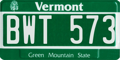 VT license plate BWT573