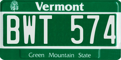VT license plate BWT574