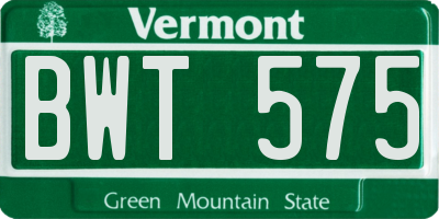 VT license plate BWT575