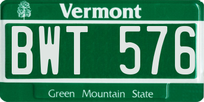 VT license plate BWT576