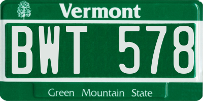 VT license plate BWT578