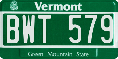 VT license plate BWT579