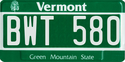 VT license plate BWT580