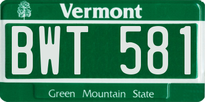 VT license plate BWT581