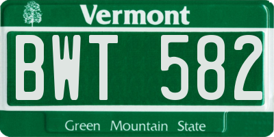 VT license plate BWT582