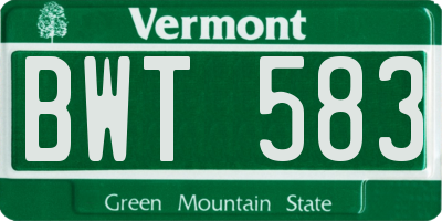 VT license plate BWT583