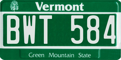 VT license plate BWT584
