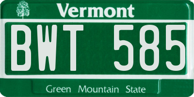 VT license plate BWT585