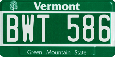 VT license plate BWT586
