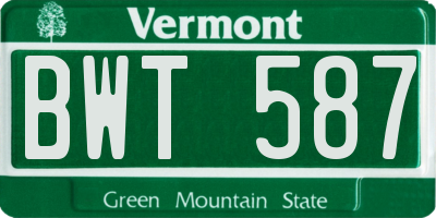 VT license plate BWT587