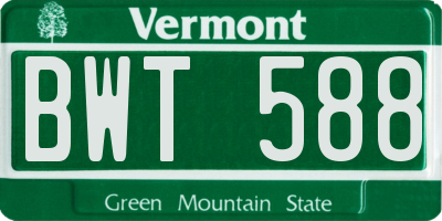 VT license plate BWT588