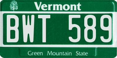 VT license plate BWT589