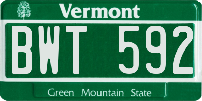 VT license plate BWT592