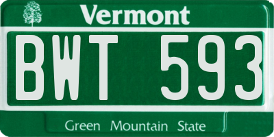 VT license plate BWT593