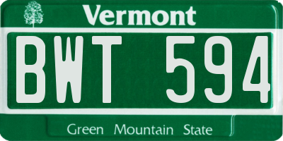 VT license plate BWT594