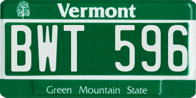 VT license plate BWT596