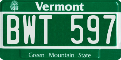 VT license plate BWT597